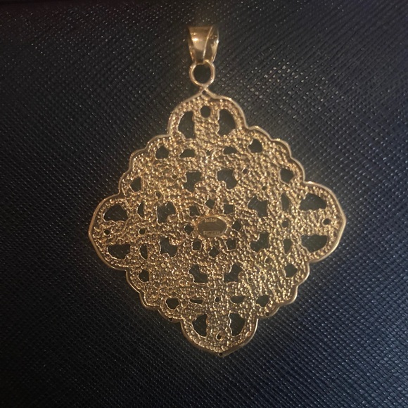 14k Milor Italy Open Filigree Cross Necklace Pendant - Picture 2 of 2